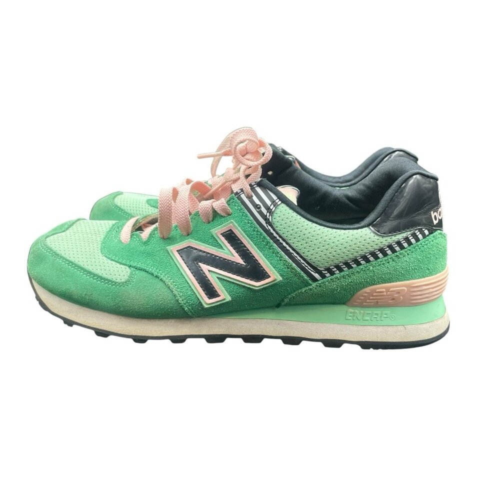 New Balance 574 Classics Palm Springs Sneakers Women’s 11 Green Pink Shoes - Picture 3 of 8